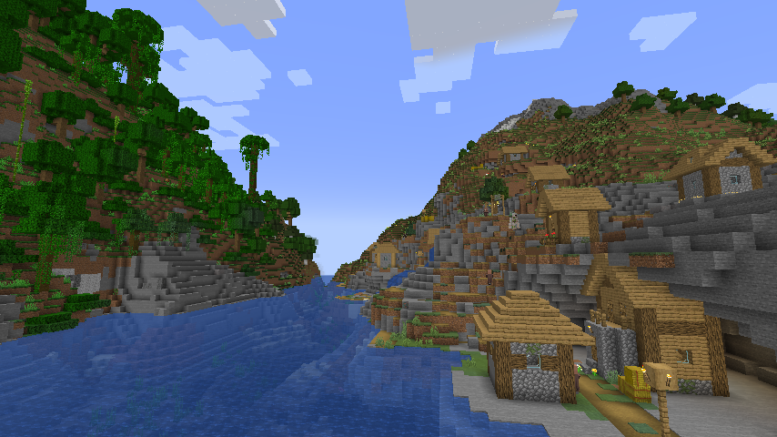 Village on a river's edge.