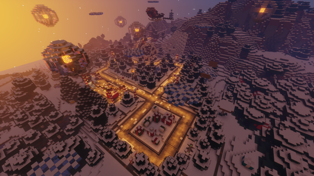 Above view of custom festive map.
