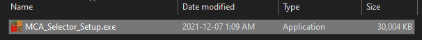 Image of the MCA EXE file.