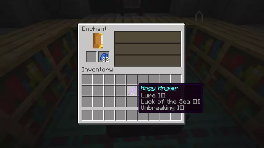 Minecraft Screenshot: Enchanting a Fishing Rod