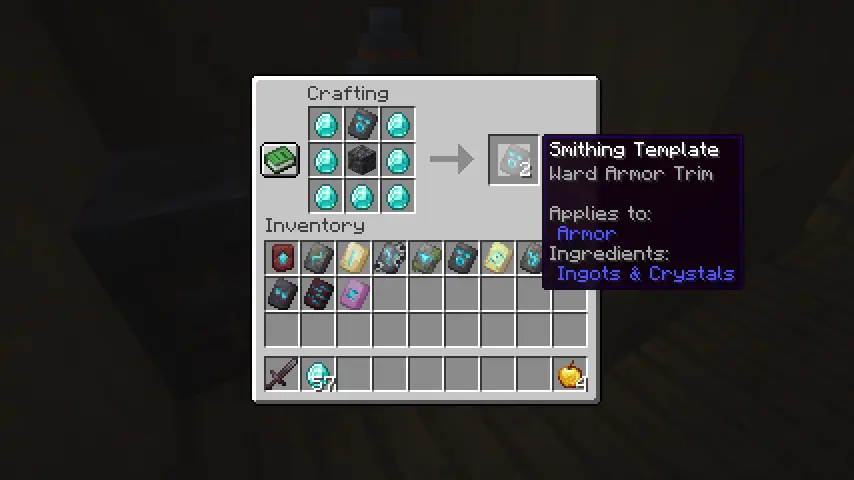 Minecraft 1.20 Template Crafting Recipe Screenshot