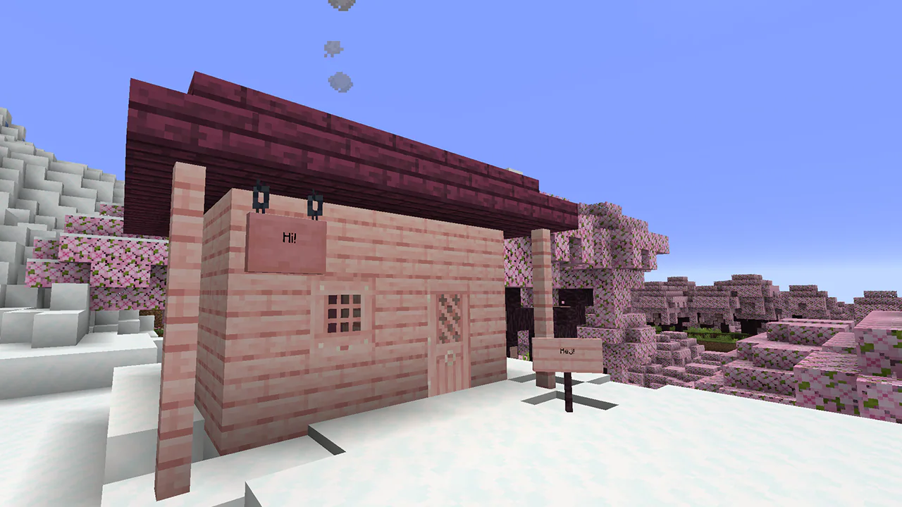 Cherry Wood House in Cherry Blossom Biome Screenshot