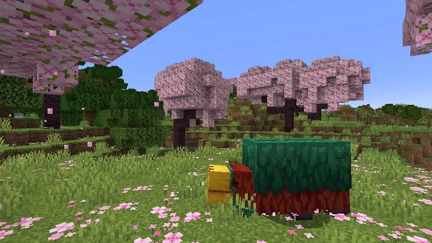 Minecraft Sniffer in Cherry Blossom Biome Screenshot