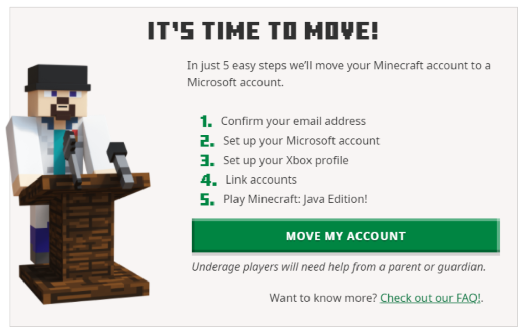 Minecraft Switch Mojang Account
