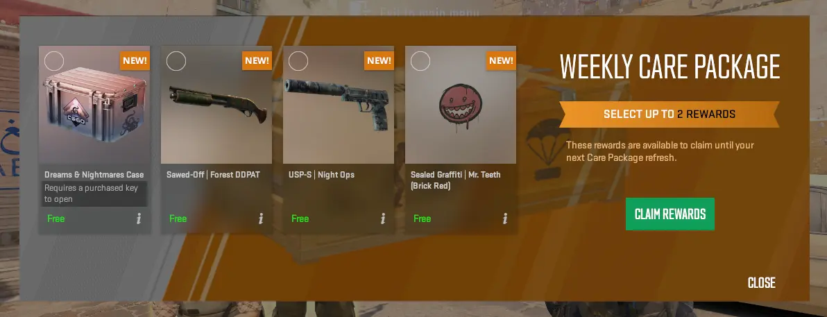 CS2 Weekly Care Package Loot Selection Screenshot