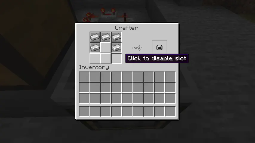 Minecraft 1.21 Crafter Grid Editing Screenshot