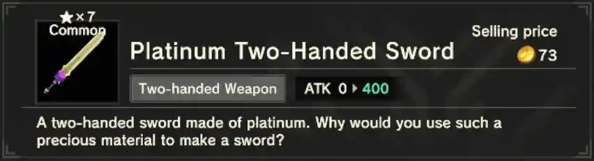 Craftopia Platinum Two-Handed Sword