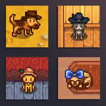 Stardew Valley Hats on Cats and Dogs