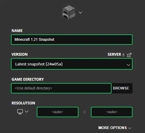 Minecraft 1.21 Snapshot 24W05A Installation Screenshot