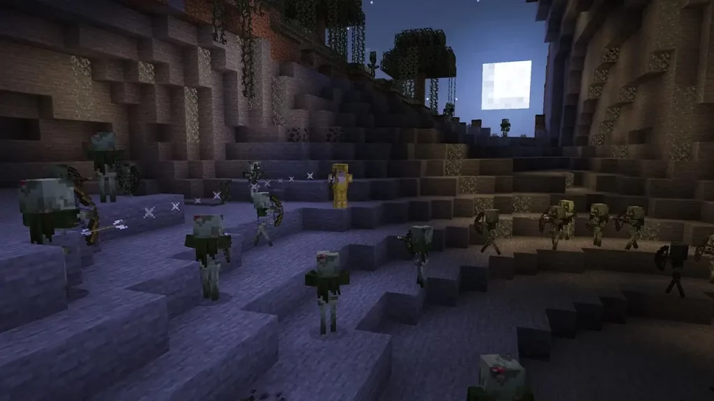 Minecraft 1.21 Swamp Biome Cave Combat Screenshot