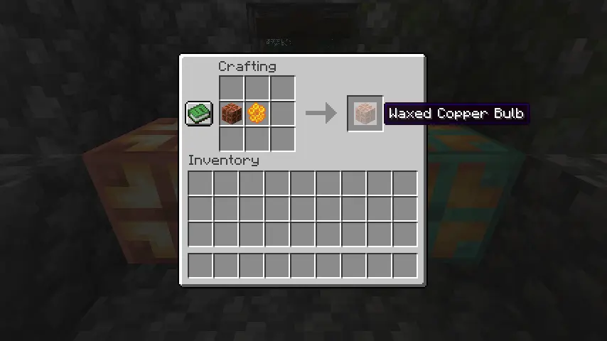 Minecraft 1.21 Waxed Copper Bulb Crafting Recipe Screenshot