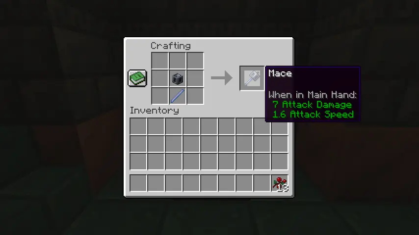 Minecraft 1.21 Mace Recipe Screenshot