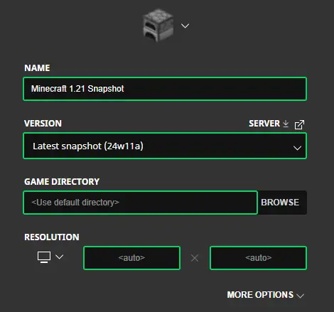 Minecraft 1.21 Snapshot 24W11A Installation Screenshot