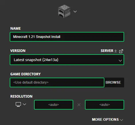 Minecraft 1.21 Snapshot 24W13A Installation Screenshot