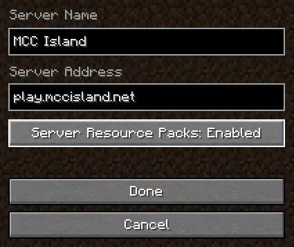 MCC Island Server IP Screenshot