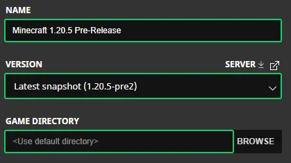 Minecraft 1.20.5 Pre Release 2 Installation Screenshot