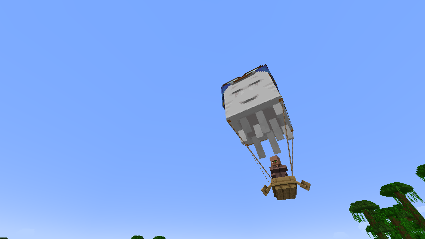 Minecraft Happy Ghast Carrying Villagers in Boat Screenshot