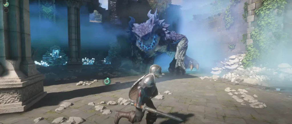 Screenshot of a Wispwyvern boss in Enshrouded.