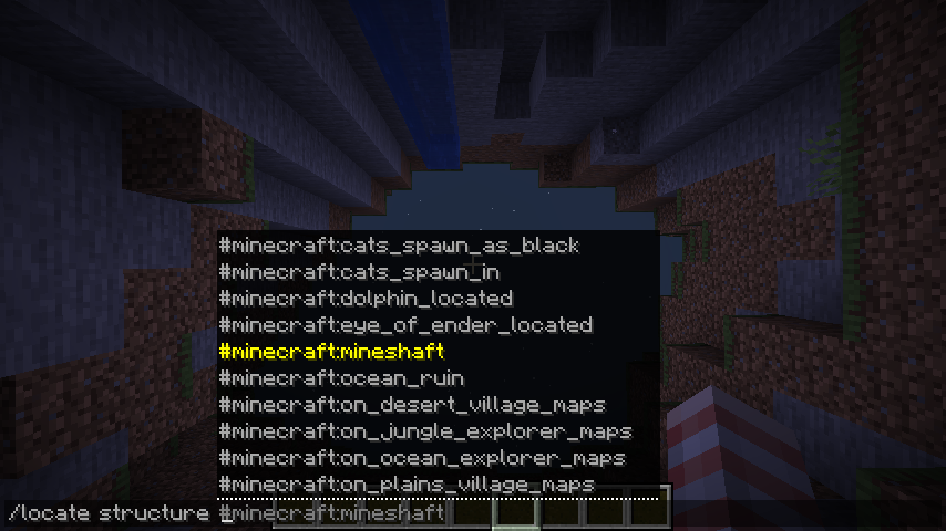 Minecraft Console Commands: Locate Structure Command Screenshot