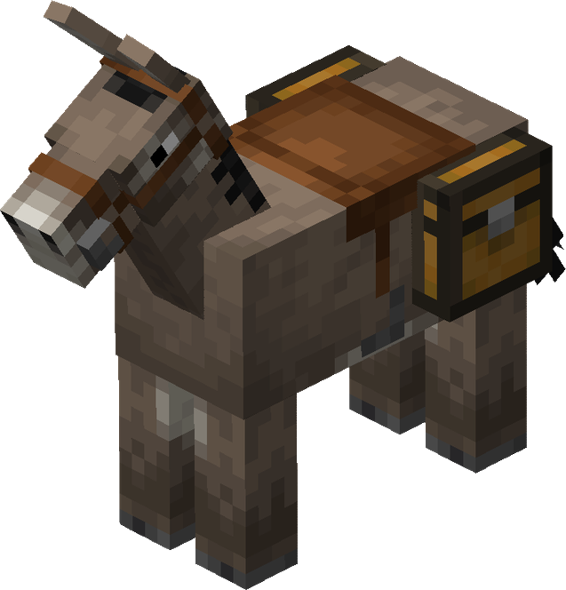 Minecraft Mount Guide: Donkey Wearing Saddle & Saddle Bags
