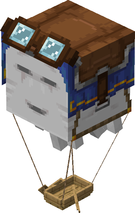 Minecraft Happy Ghast Wearing Harness & Attached Boat