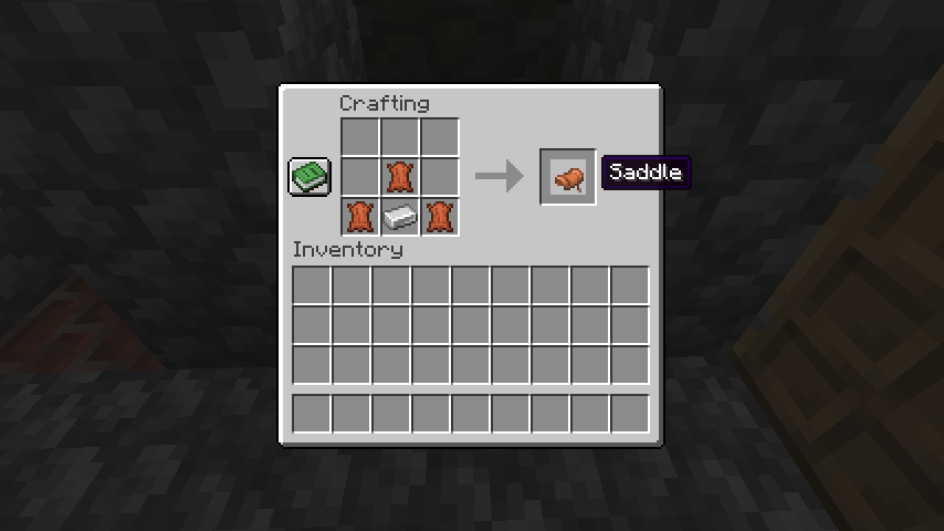 Minecraft Snapshot 25w20a: Saddle Recipe Screenshot