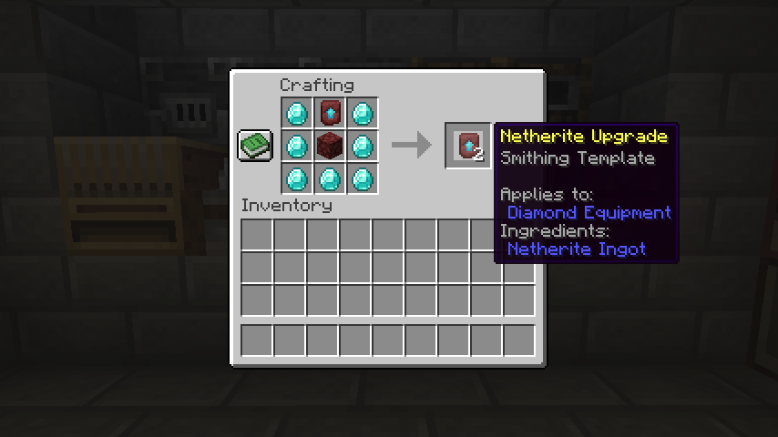 Minecraft Netherite Upgrade Crafting Recipe Screenshot