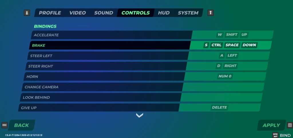 Trackmania Key Binds on PC
