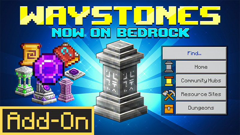 Minecraft Waystones Mod Bedrock Promo Image