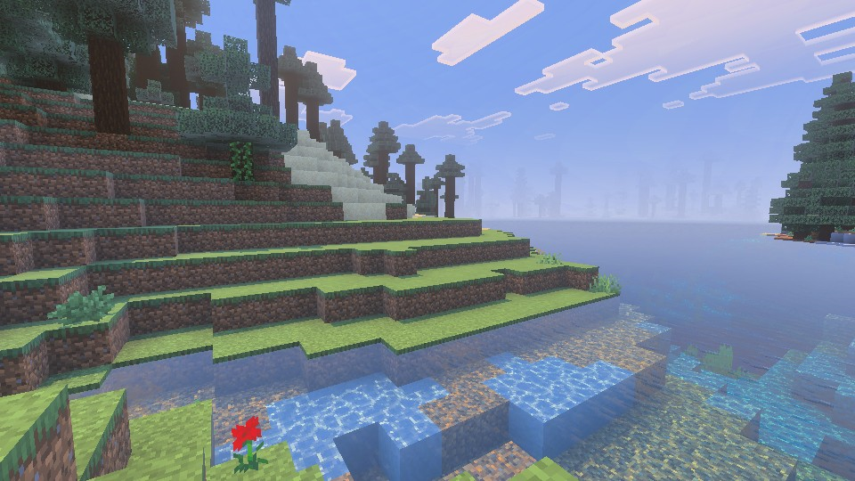 Minecraft Vibrant Visuals Spruce Lake Screenshot