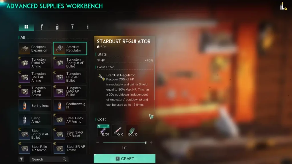 Once Human Stardust Regulator Crafting Recipe