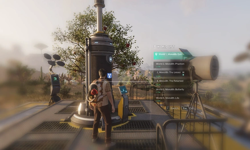 Player changing worlds in Once Human at a Teleportation Tower