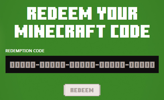 Minecraft Code Redeem Screenshot