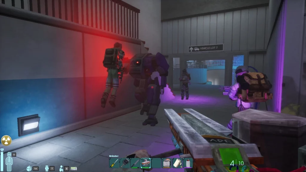 Abiotic Factor shotgun & giant mech screenshot