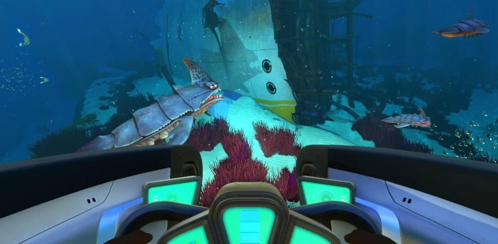 Subnautica piloting a submersible screenshot