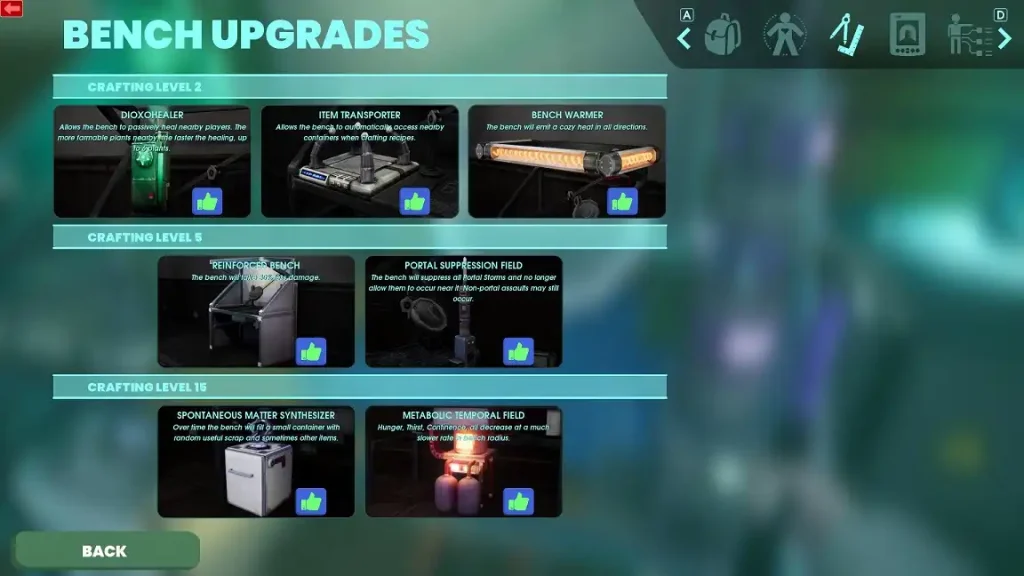 Abiotic Factor Crafting Bench Upgrades