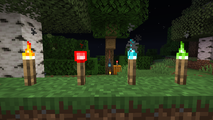 All Minecraft Torch Variants on Grass