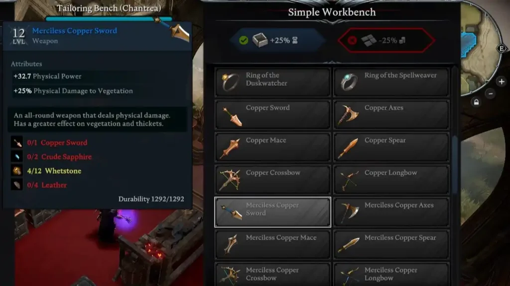 V Rising Whetstone Crafting Recipes