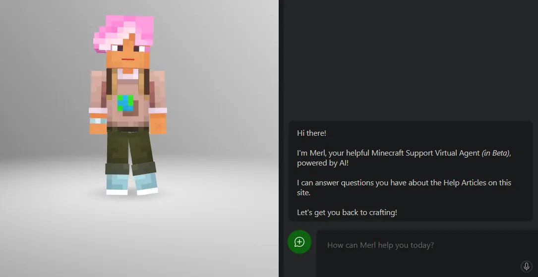 Minecraft Merl Live Chat Screenshot