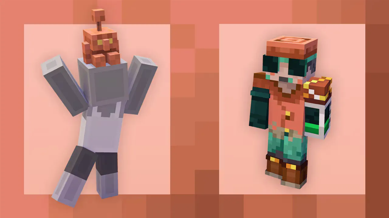 Minecraft Copper Quest 1: Copper Golem Plushie and Copper Chemist Skin