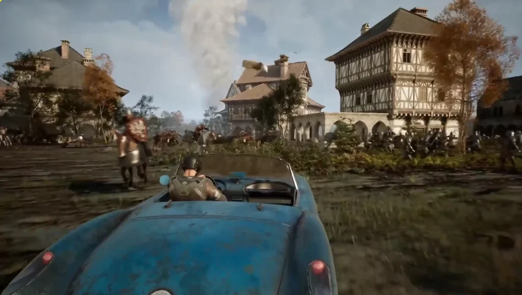 Kingmakers car driving through town screenshot