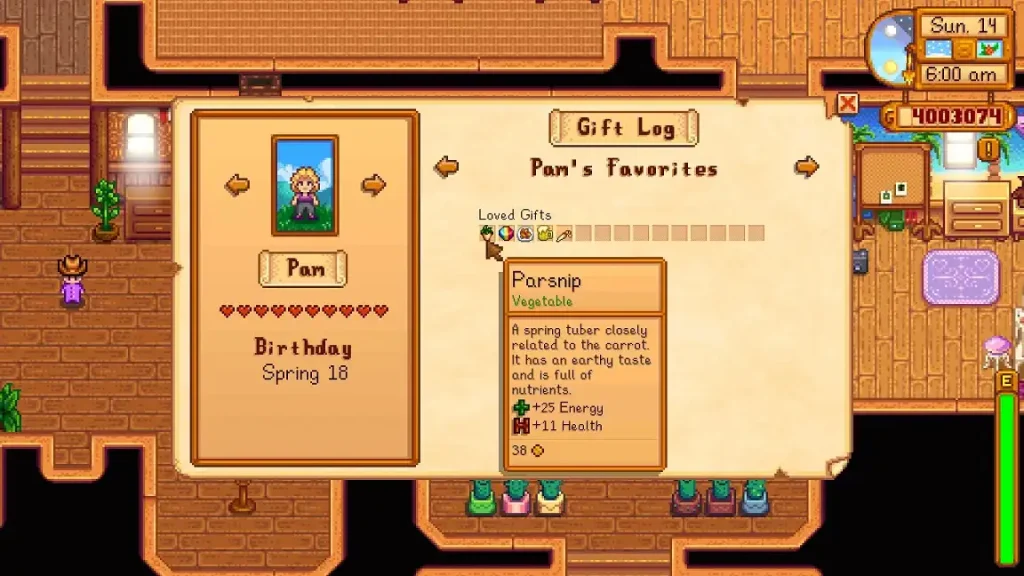 Stardew Valley Pam Gifts