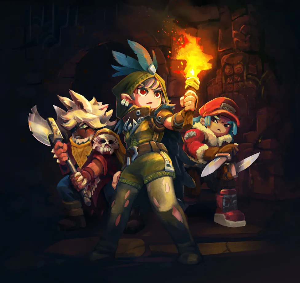 Three Heroes Exploring Dungeon Art