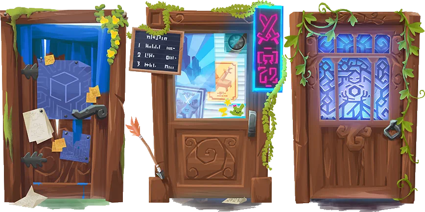 Hytale Three Gamemode Doors Art