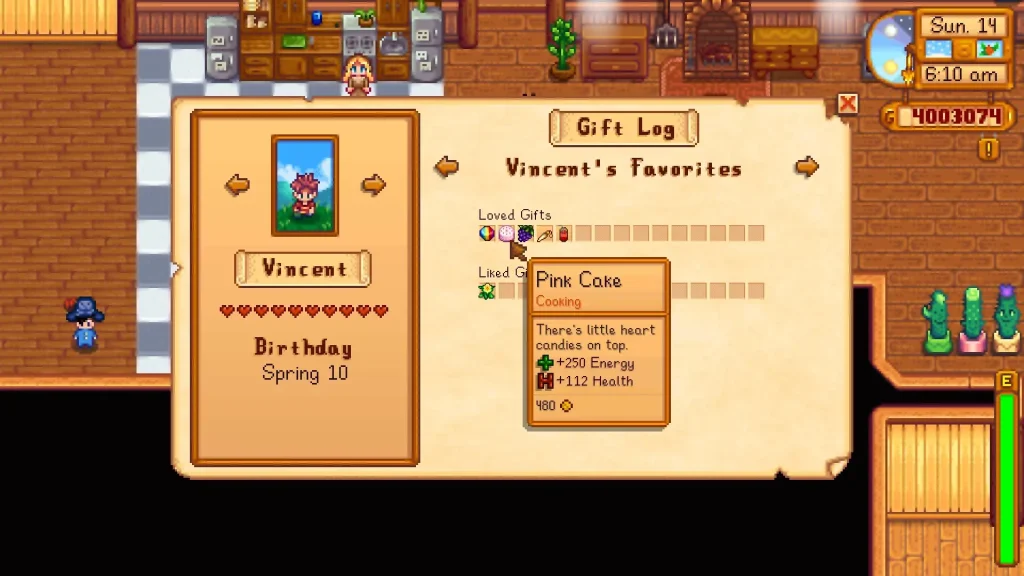 Stardew Valley Vincent Gifts