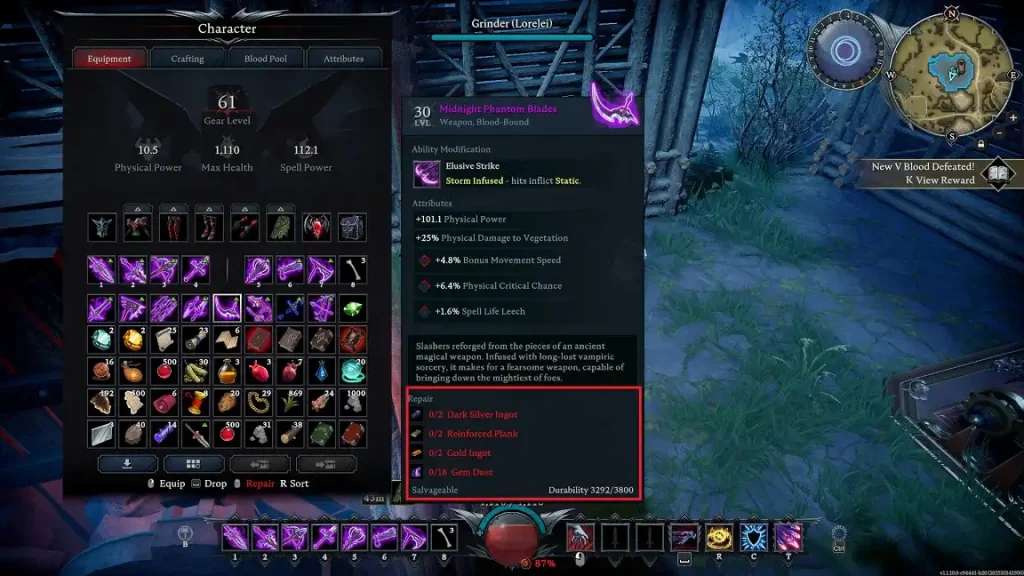 V Rising Repair Weapon