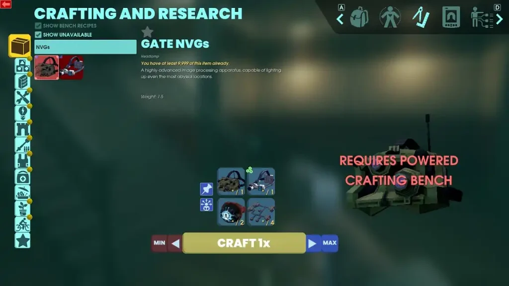 Abiotic Factor Fibre Optic Cable Crafting Recipe