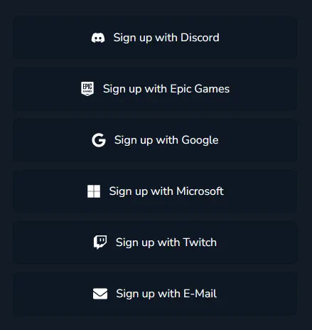 Hytale Registration Options Screenshot