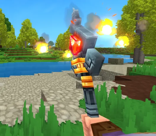 Charged Two Handed Fire Staff in Hand Screenshot