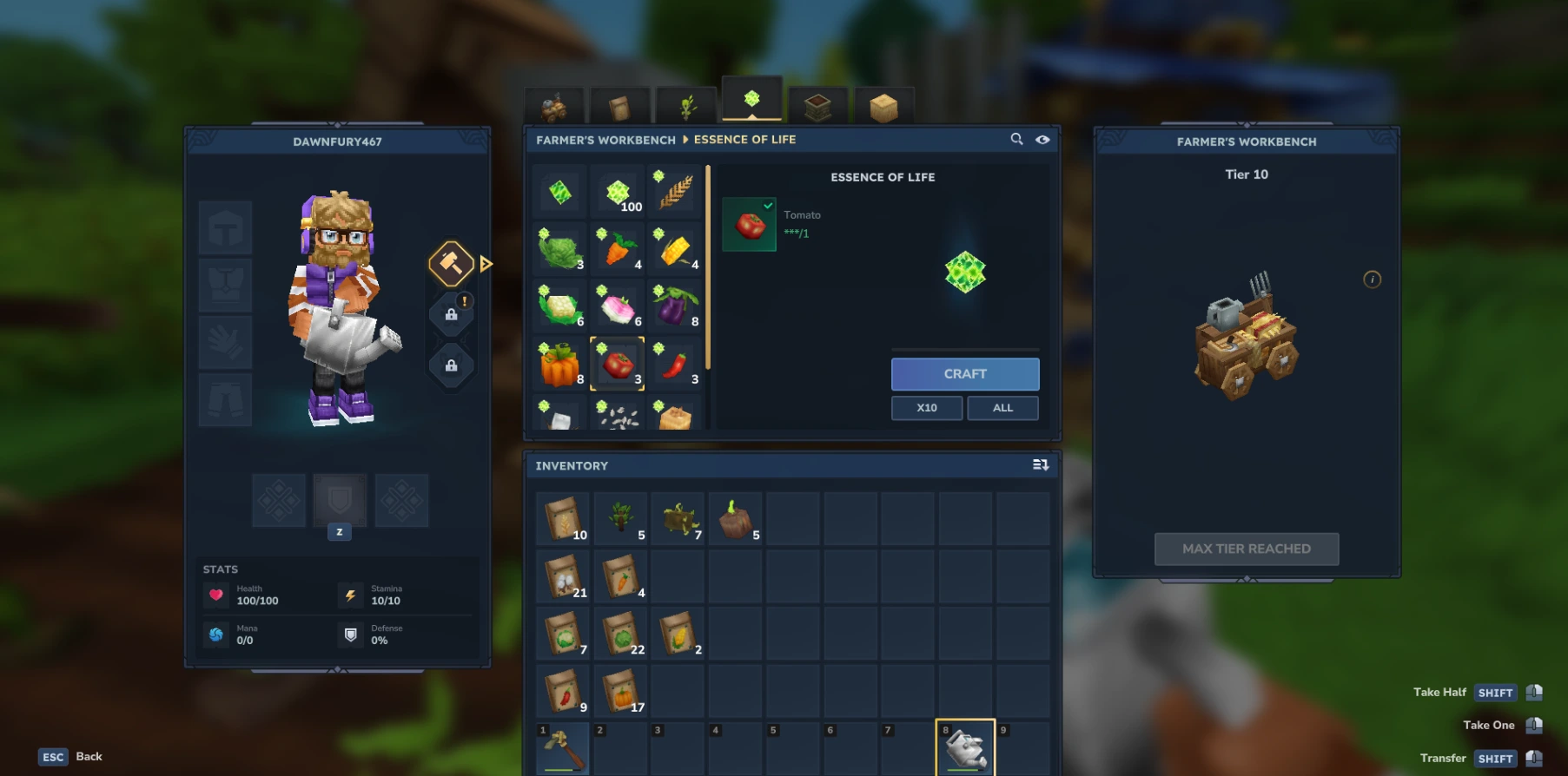 Hytale Essence of Life Tab screenshot